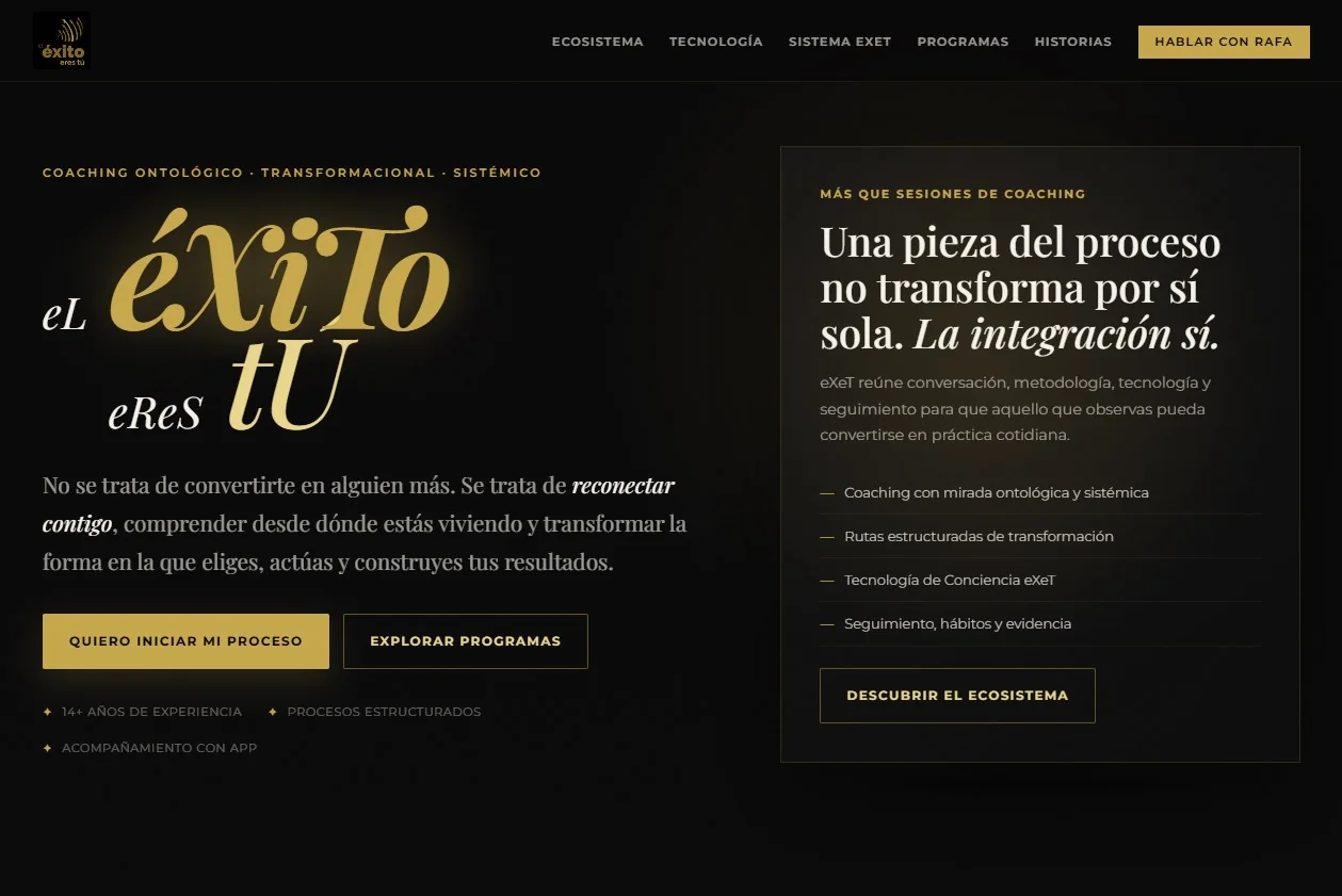 Portada del sitio eXeT — El Éxito Eres Tú